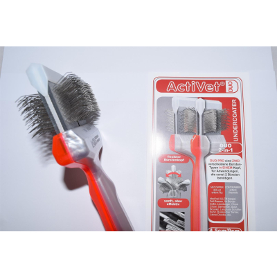 ActiVet, Duo Pro-Bürste, Mat Zapper plus Coatgrabber, rot-silber, Mega 9 cm