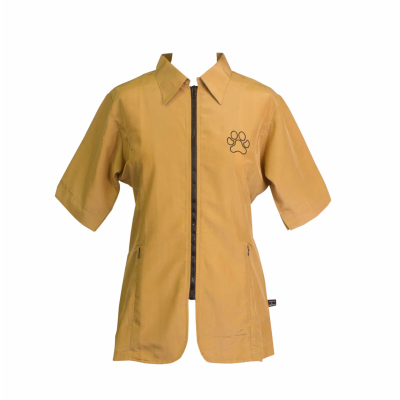 Groomer-Shirt mit kurzen Ärmeln, mittiger Reißverschluss, hellbraun