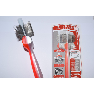 ActiVet, Duo Pro-Bürste, Mat Zapper plus Coatgrabber, rot-silber, Basic 4,5 cm